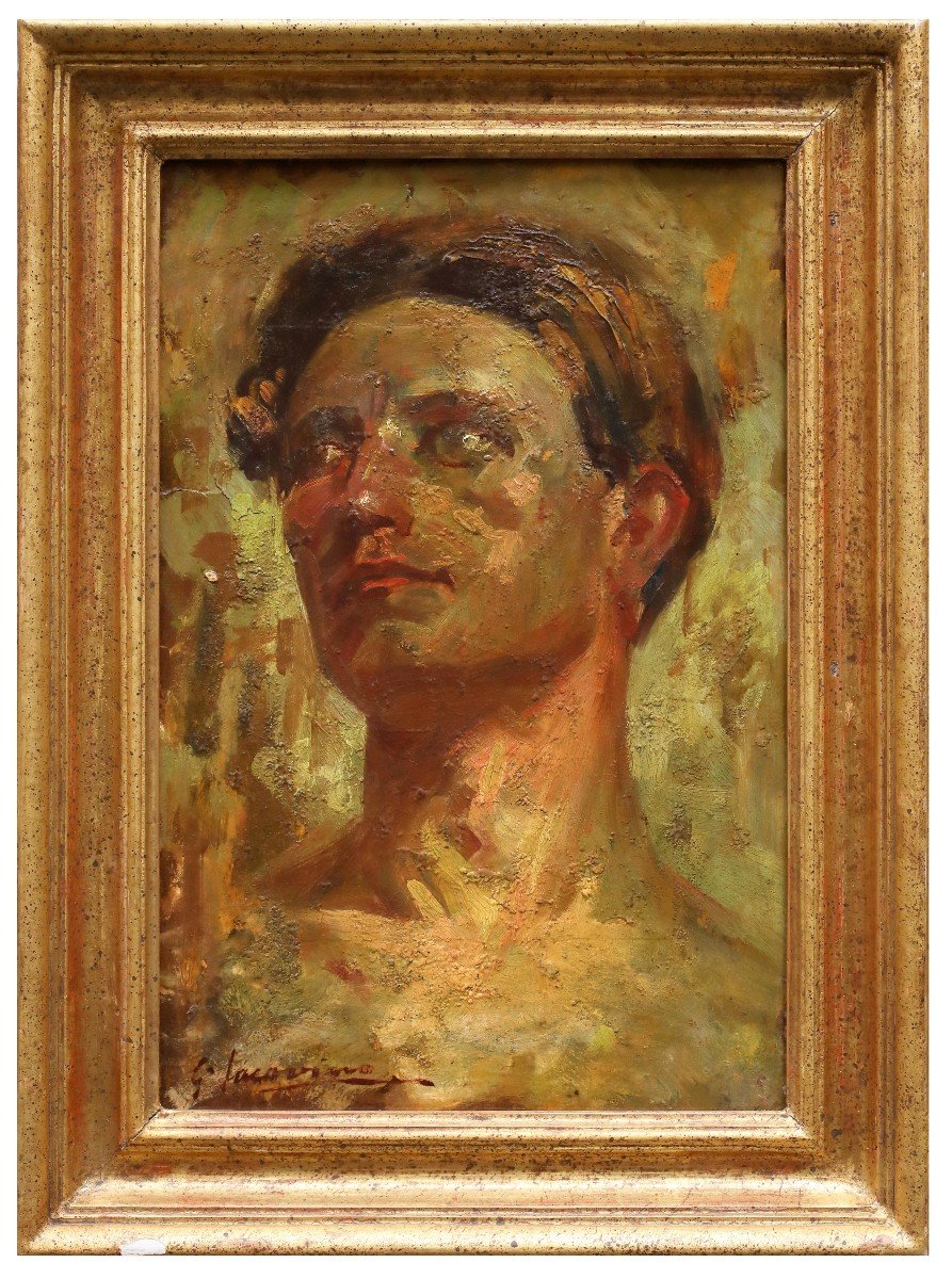 Portrait d'Un Jeune Homme, Tableau, Par G. Iacovino, Italie Debut XIXème Siècle 
