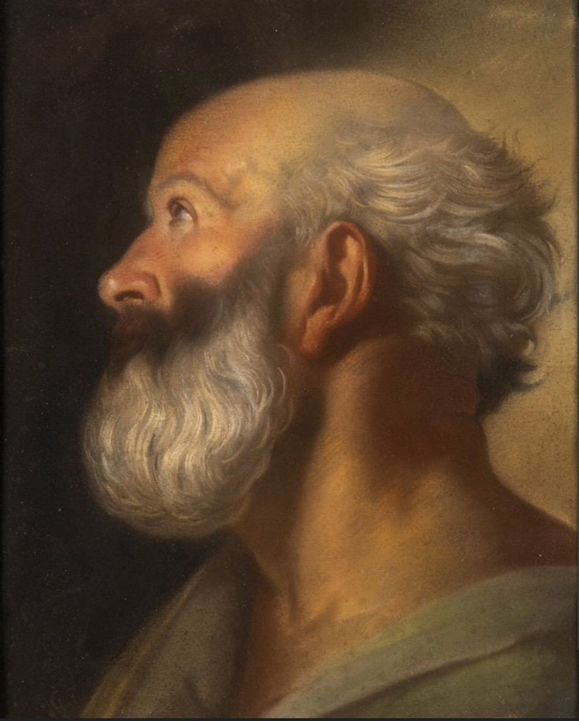 Tête d'Homme, De Saint Ou De Philosophe, Pastel Sur Papier, Italie Rome XVIIIème Siécle -photo-2