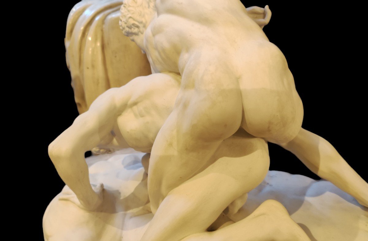 Lutteurs, Sculpture Biscuit, Italie XIXème Siécle -photo-3