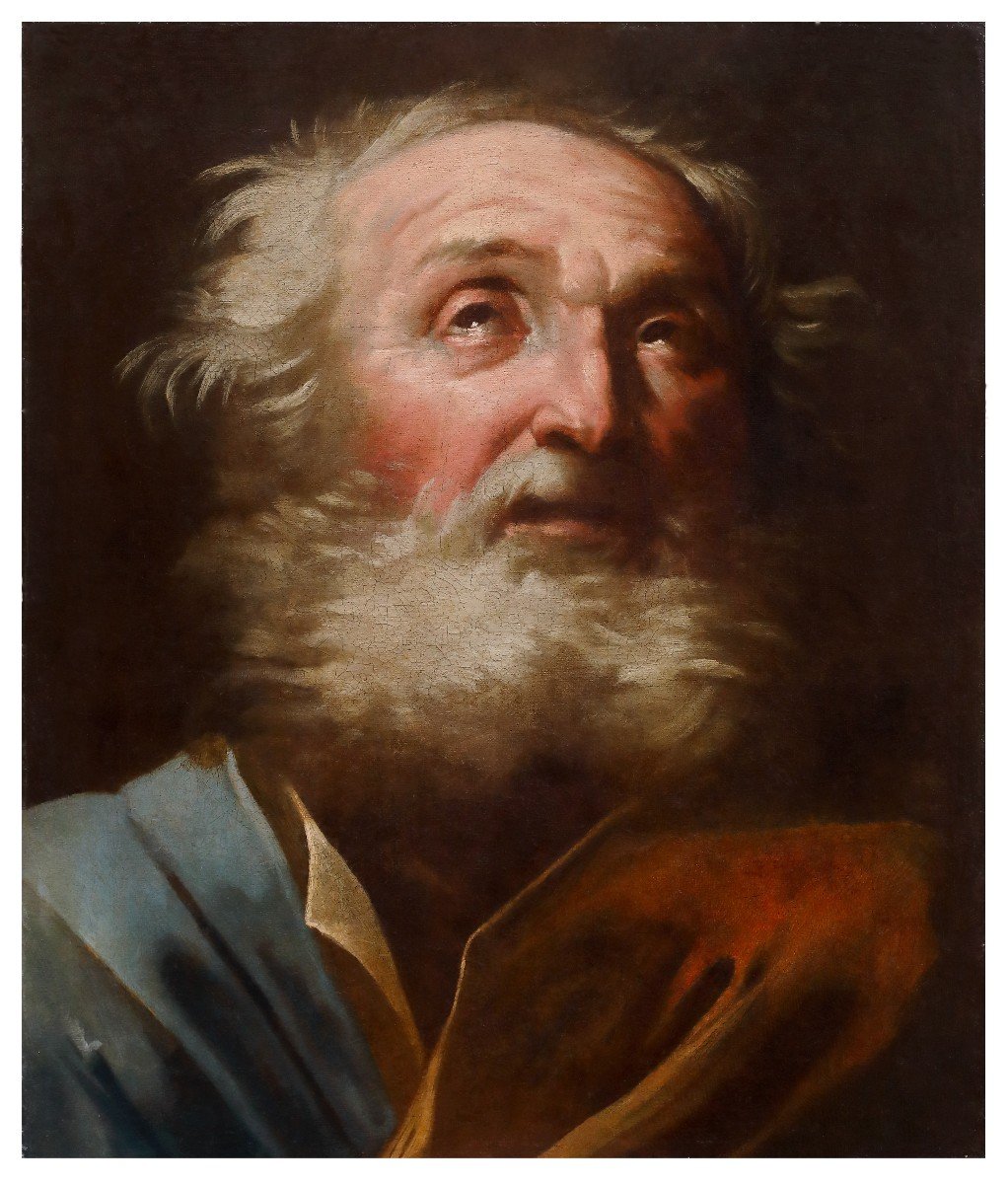 Head Of A Saint, Painting Italy XVIIth Century