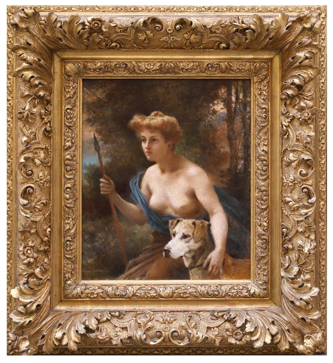 Diana The Huntress, Painting By H.c. Danger France XIXth Century Signed