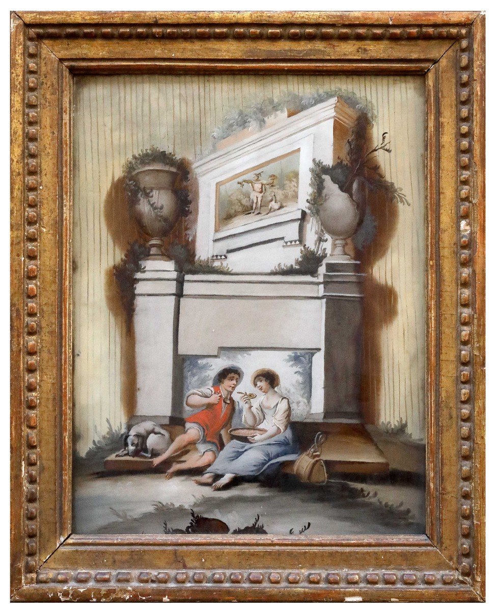 Paire De Sous Verres Avec Ruines Et Personnages, Venice Italie XVIIIème Siècle -photo-2