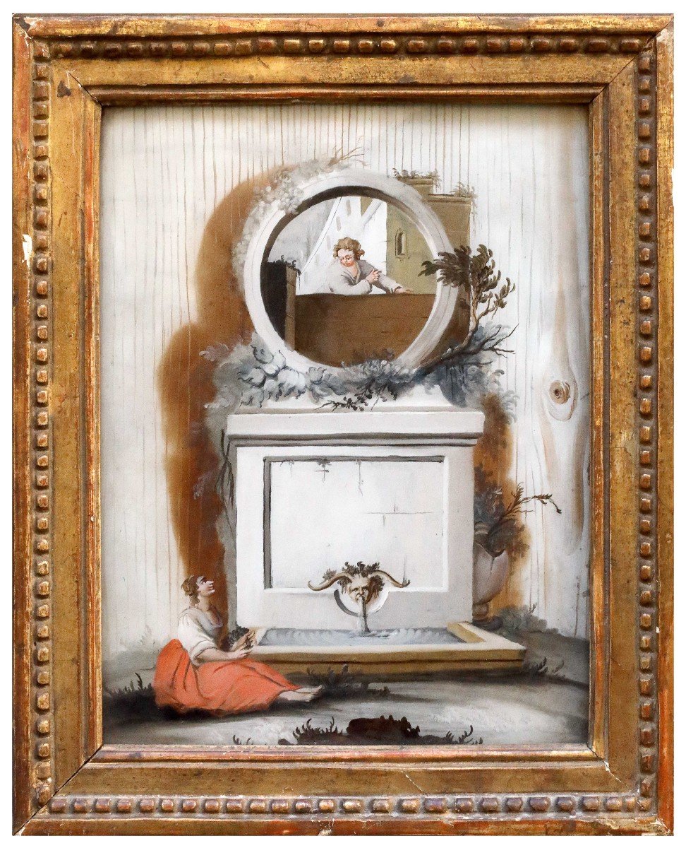 Paire De Sous Verres Avec Ruines Et Personnages, Venice Italie XVIIIème Siècle -photo-3
