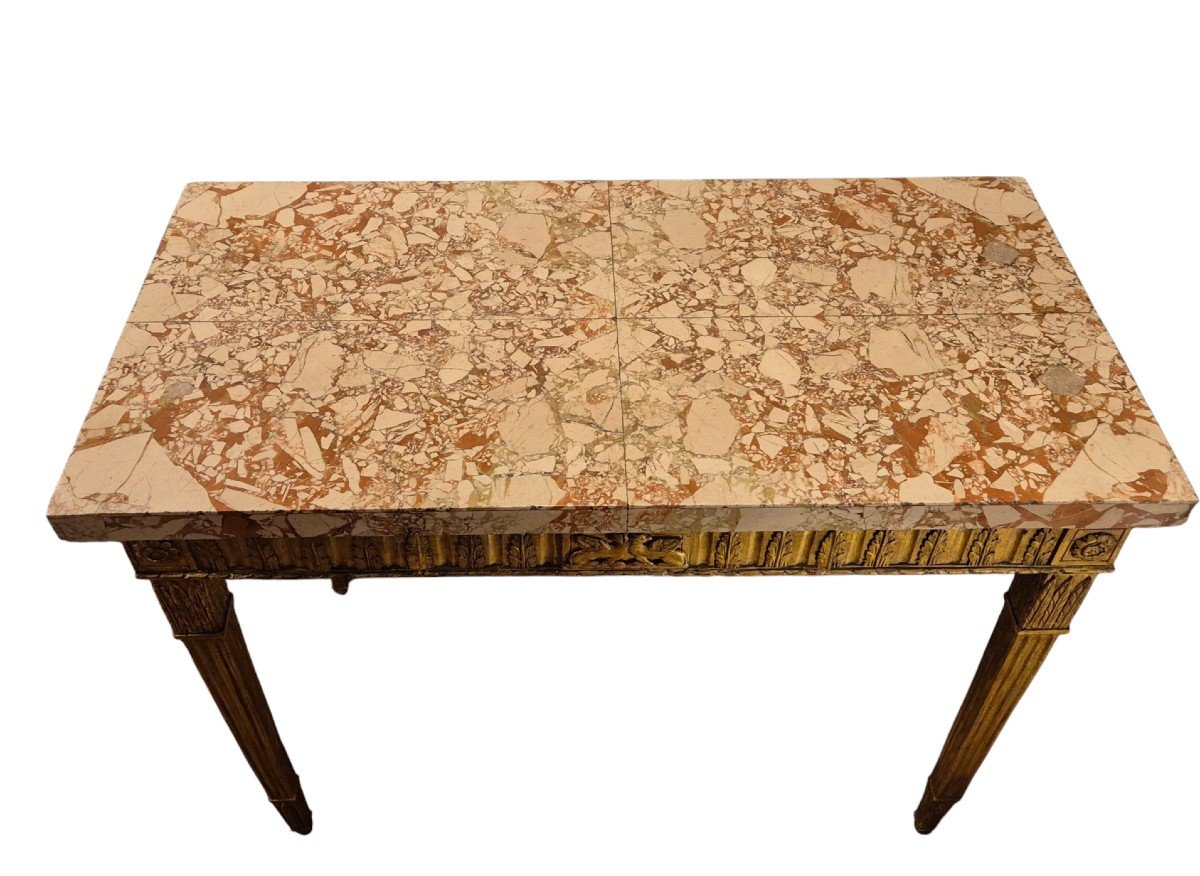  Console Néoclassique, Bois Doré, Italie Fin XVIIIème Siècle -photo-4