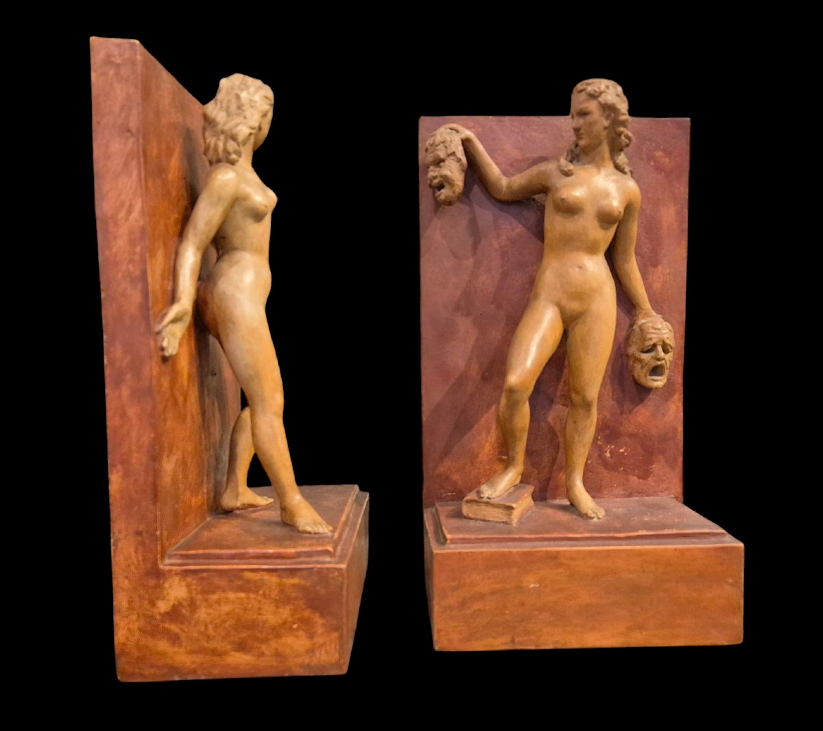 Allegories Of Theatre And Dance, Terracotta Italy Beginning Of XIXth Century -photo-3