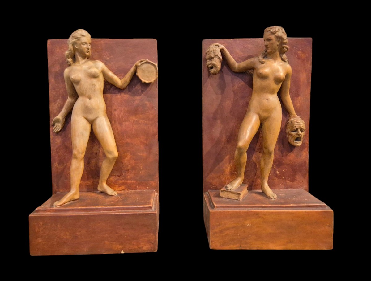 Allegories Of Theatre And Dance, Terracotta Italy Beginning Of XIXth Century 