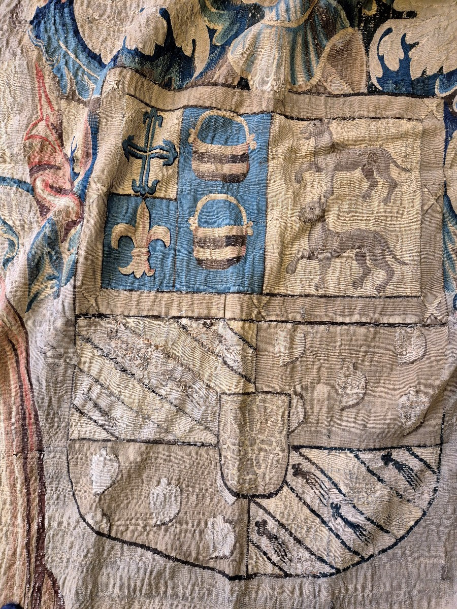 Flemish Heraldic Tapestry XVII Century Spanish Coat Of Arms Burgos-photo-3