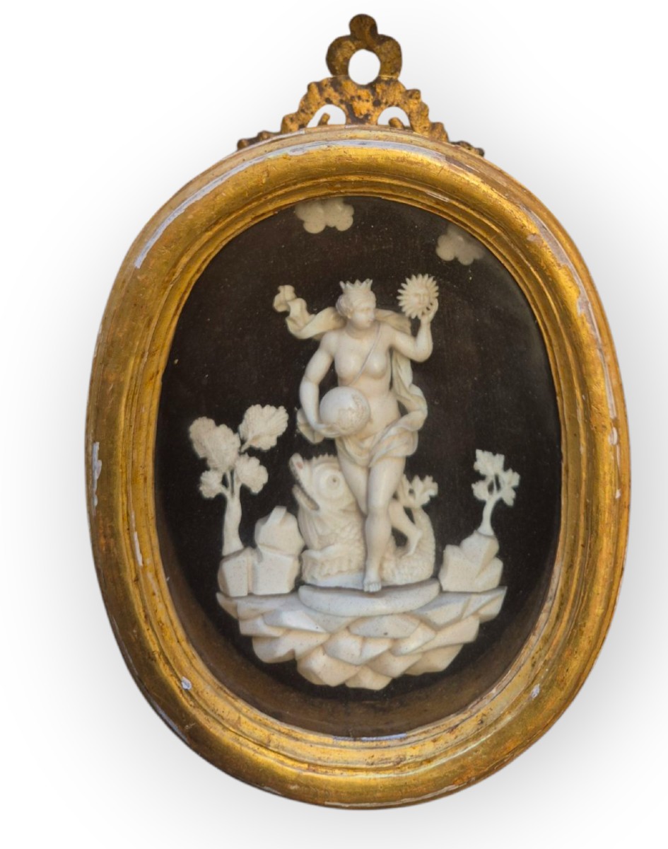 Allegory, Ivory Relief, Trapani, Sicily, 18th Century, Wunderkammer