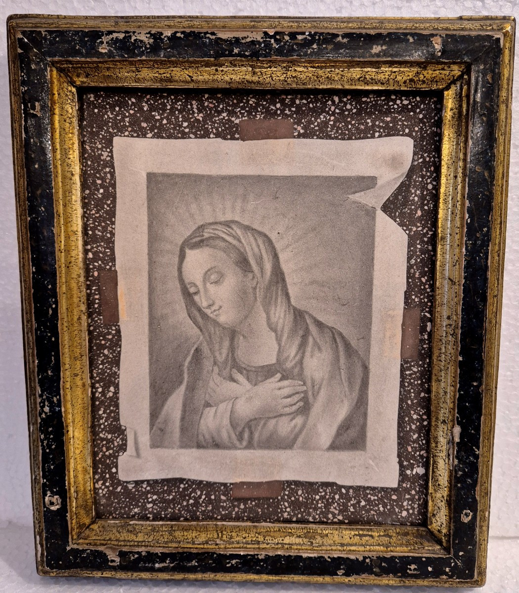 Plaque En Trompe l'Oeil  de la Vierge Marie Seyter  XVIIIe Siècle  Rome