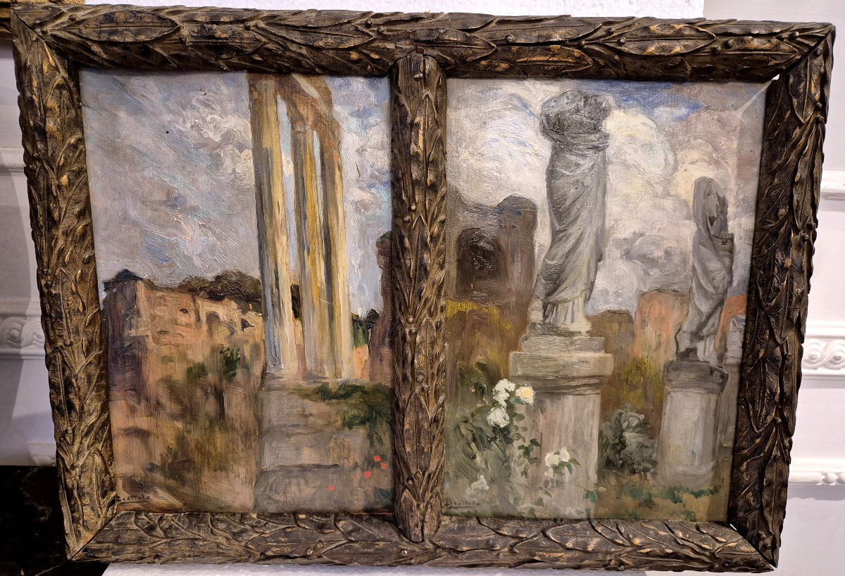 Ecole Italienne XXéme Siécle Ferruccio Scattola Vue Du Forum Romaine