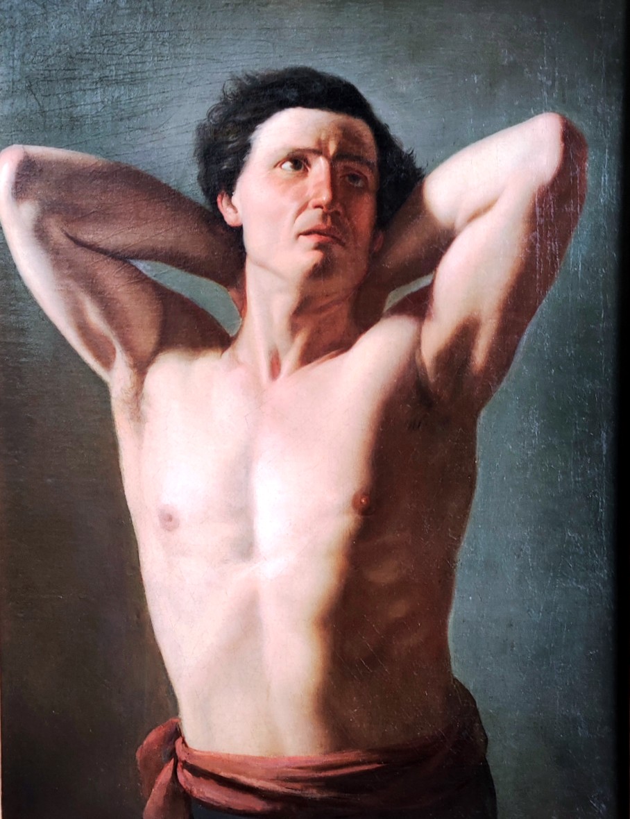 Academic Nude With Raised Arms , Painting Italy XIXth Century