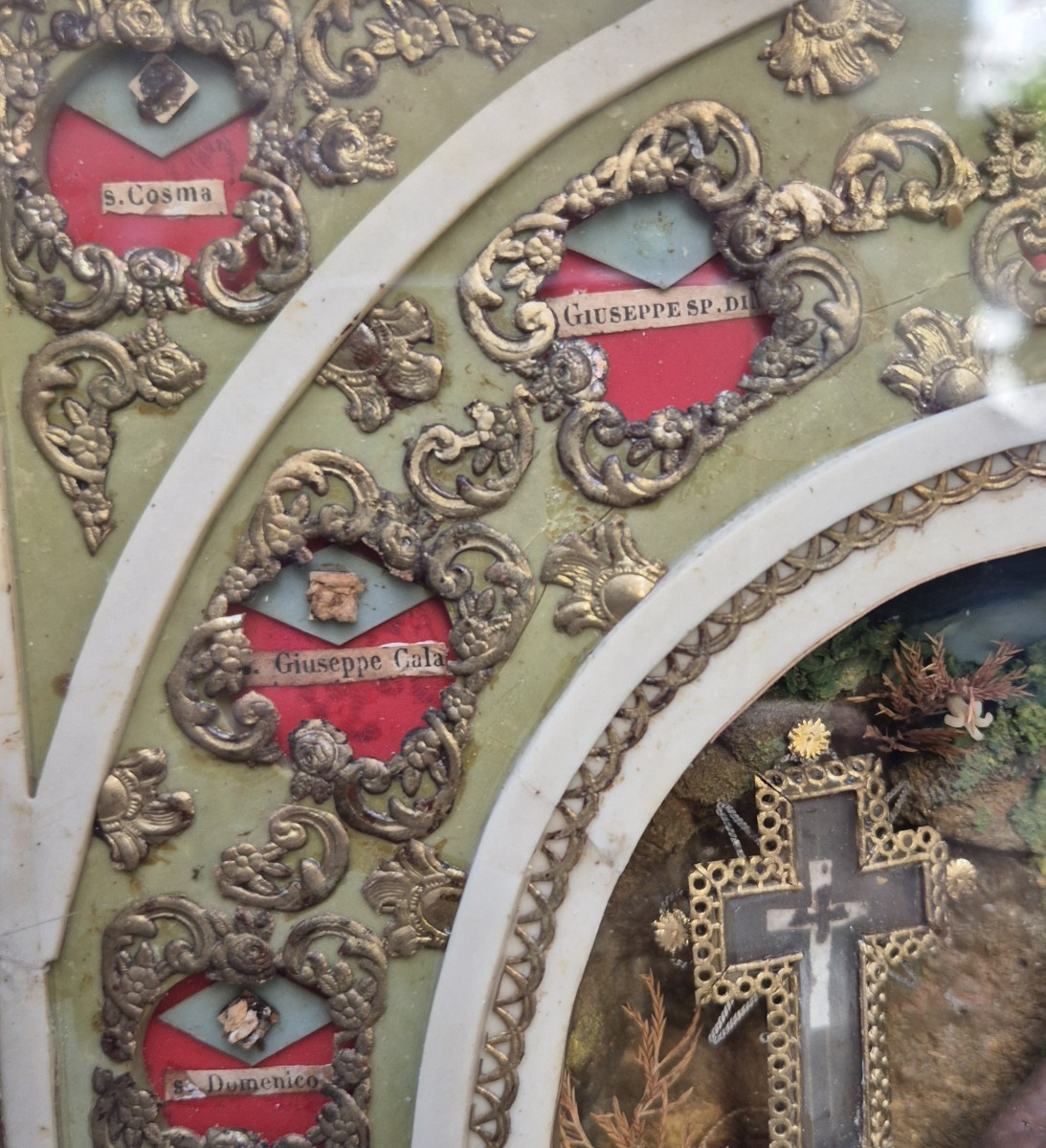 Coffret  Avec Reliques Et Cire De Saint François, Bois , Naples XIXème Siècle -photo-3