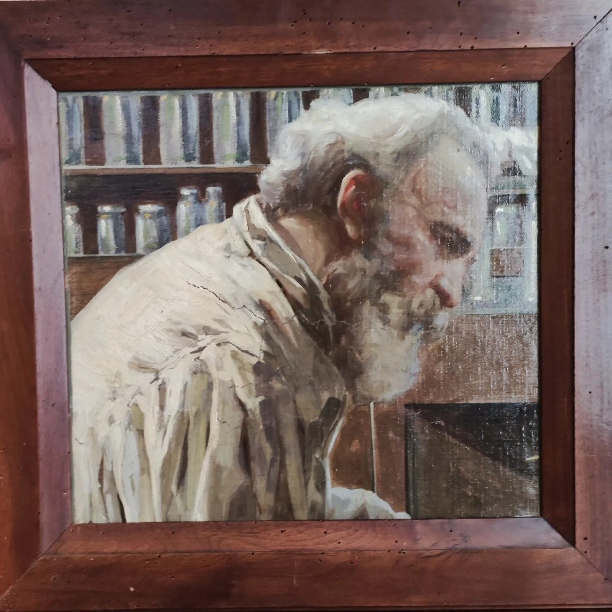 Portrait Of Chemist , Painting Italy Beginning XXth Century -photo-3
