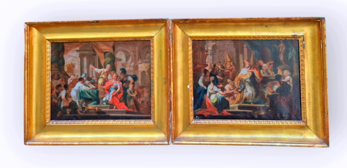paire de scènes de l'histoire antique, Tableaux Rome XVIIIème Siècle Grandtour-photo-2
