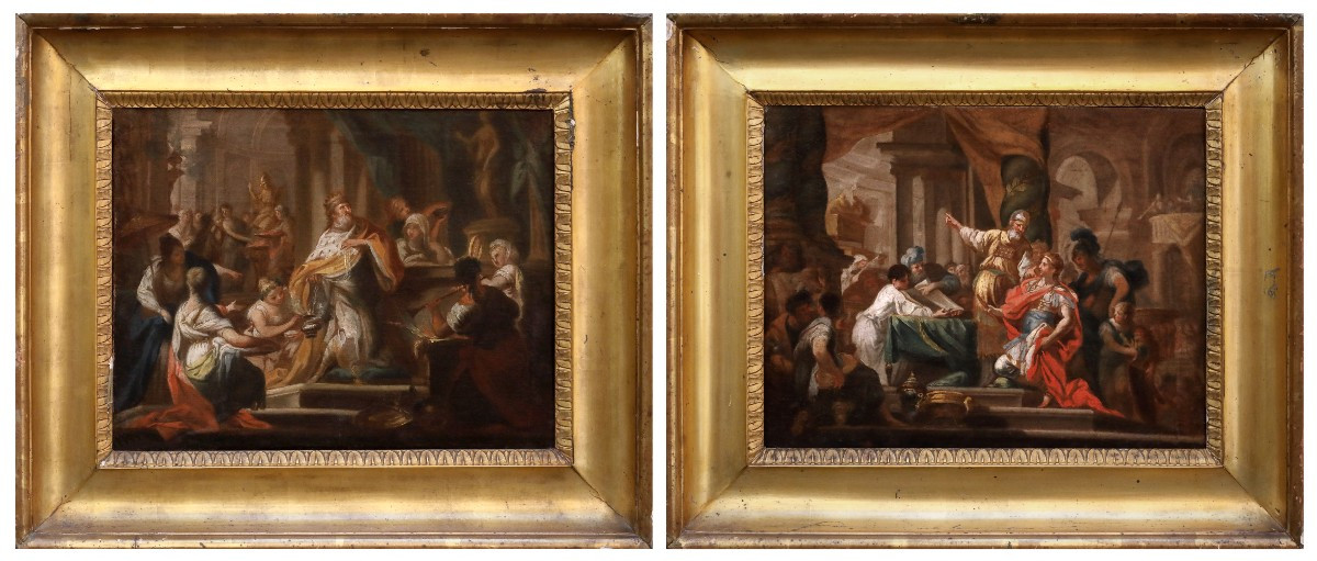 paire de scènes de l'histoire antique, Tableaux Rome XVIIIème Siècle Grandtour