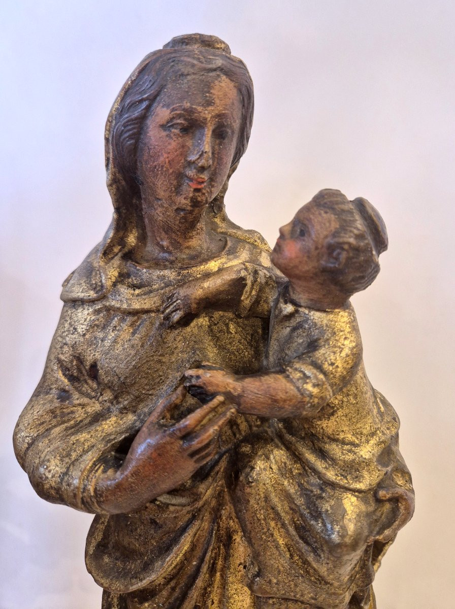 Sculpture en albatre Vierge avec son enfant Trapani Sicile XVIIIéme siécle-photo-2