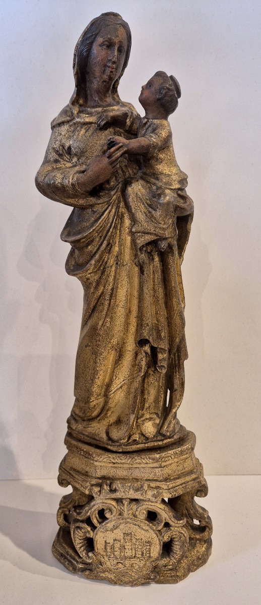 Sculpture en albatre Vierge avec son enfant Trapani Sicile XVIIIéme siécle