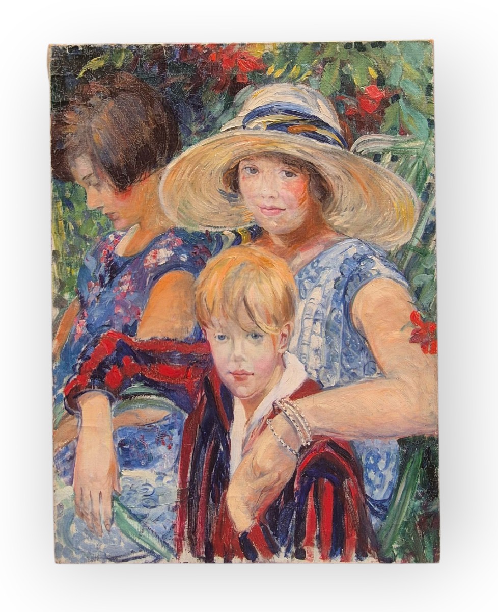 portrait de mère avec enfants, Tableau, debut XXème Siècle -photo-2