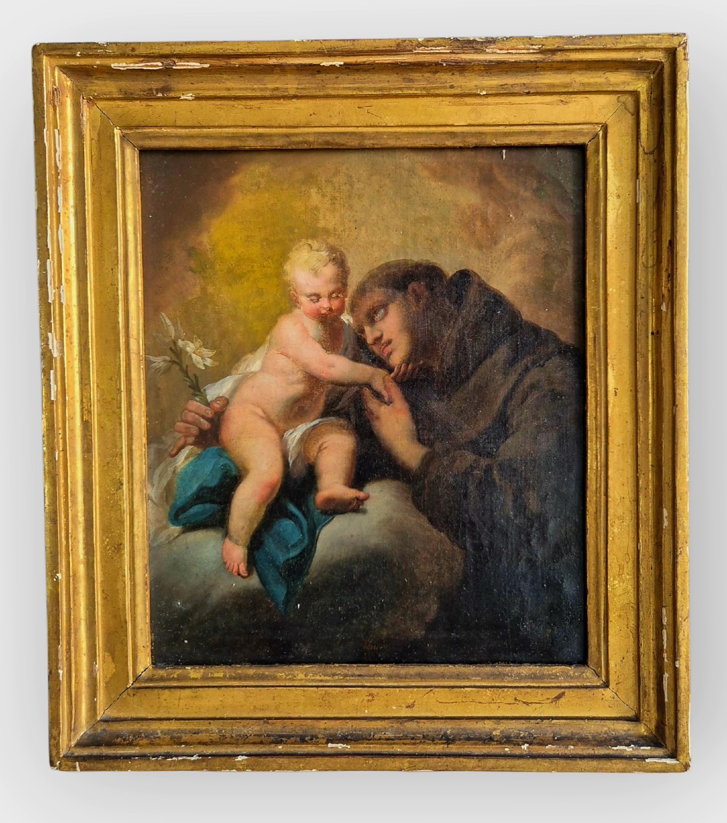 Saint Antoine et l'enfant Jésus. Tableau , Venice XVIIIème Siècle 