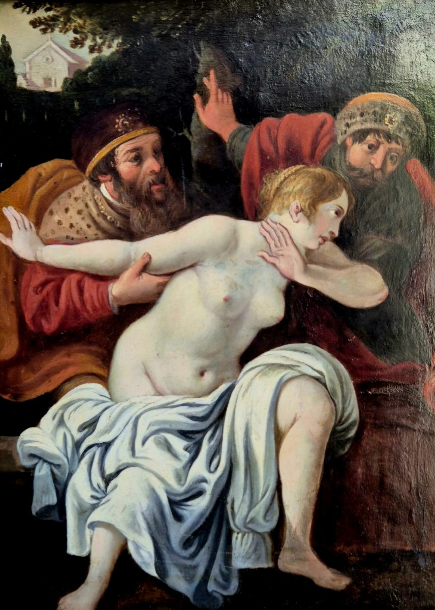 Suzanne et les vieillards, Tableau, Genova  Italie XVIIème Siècle 