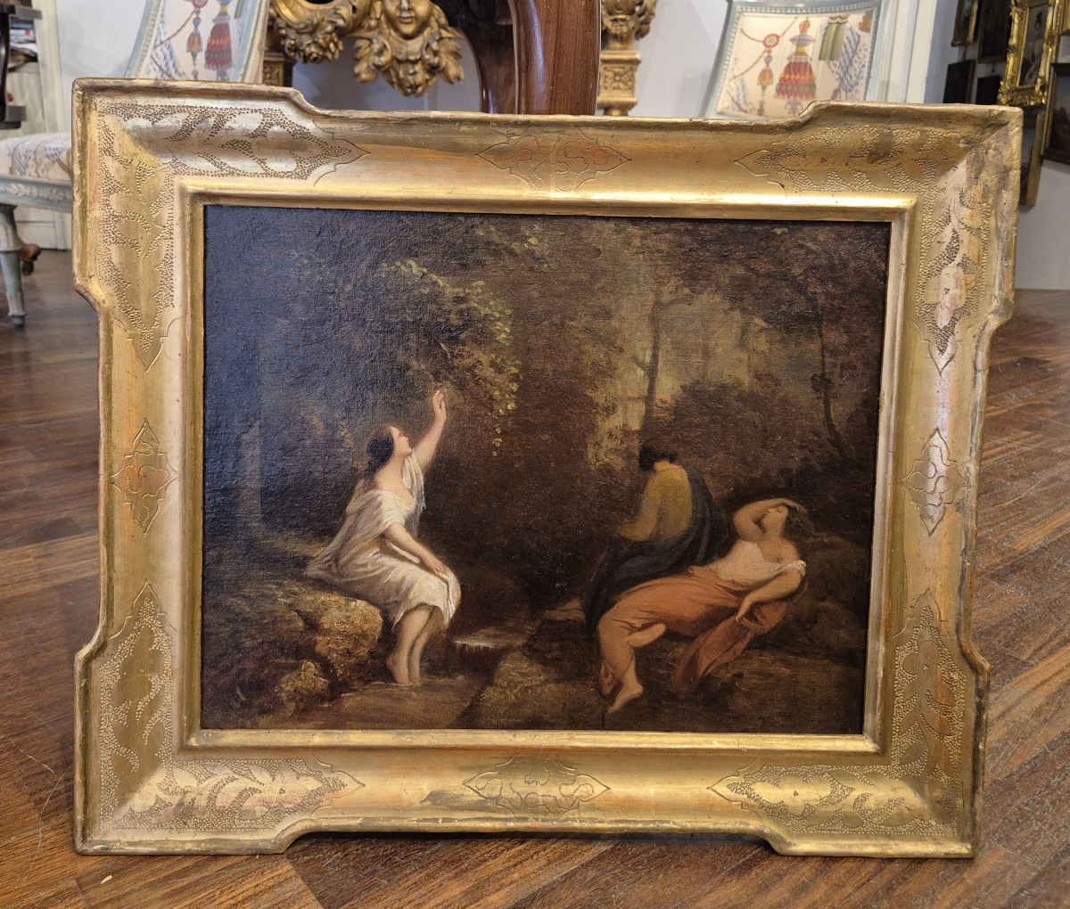 Nymphes Dans Les Bois, Tableau, Italie XIXème Siècle , Grand tour -photo-4