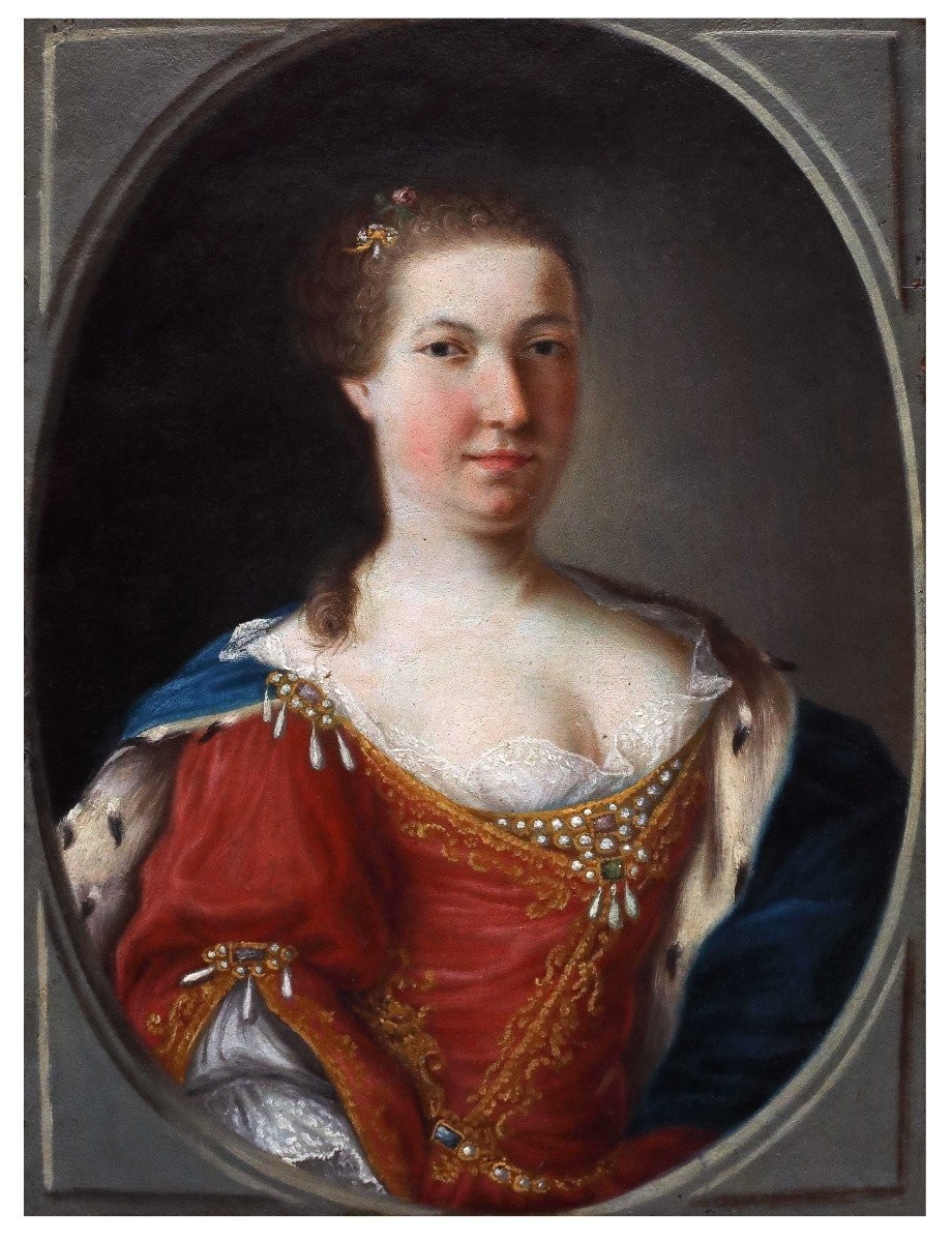 Portrait De Reine, Tableau Piemonte Italie XVIIIème Siècle 