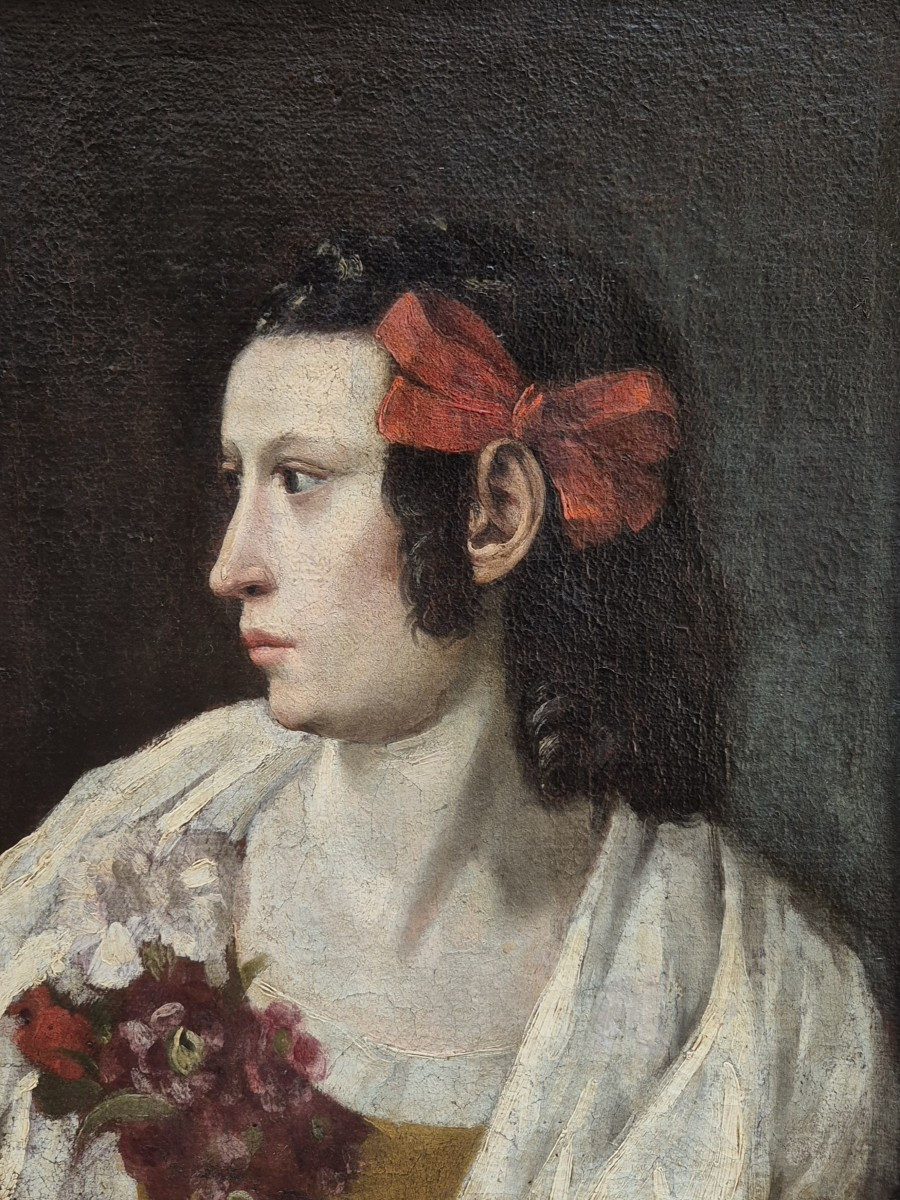 portrait d'une femme de profil, Tableau Rome XVIIème Siècle -photo-2