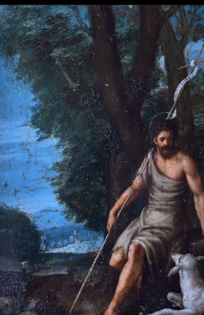 St John Baptist, Painting Oil On Copper Venice XVIIth Century-photo-2