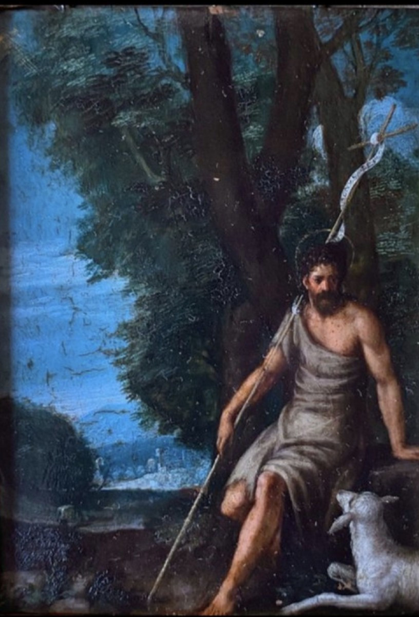 St John Baptist, Painting Oil On Copper Venice XVIIth Century-photo-3