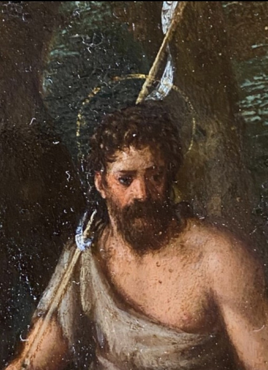 St John Baptist, Painting Oil On Copper Venice XVIIth Century-photo-4