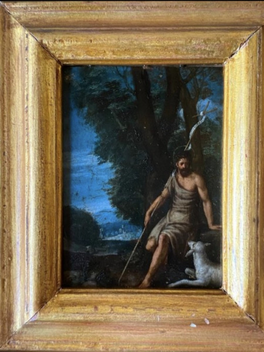 St John Baptist, Painting Oil On Copper Venice XVIIth Century-photo-1