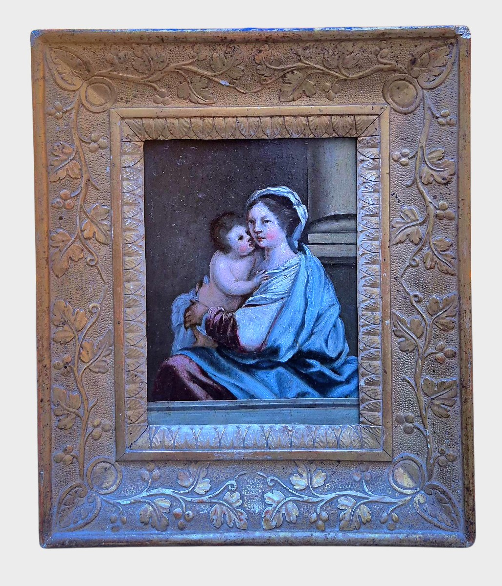 Madonna And Child , Painting Oil On Copper , Venice XVIIth Century , Renaissance -photo-2