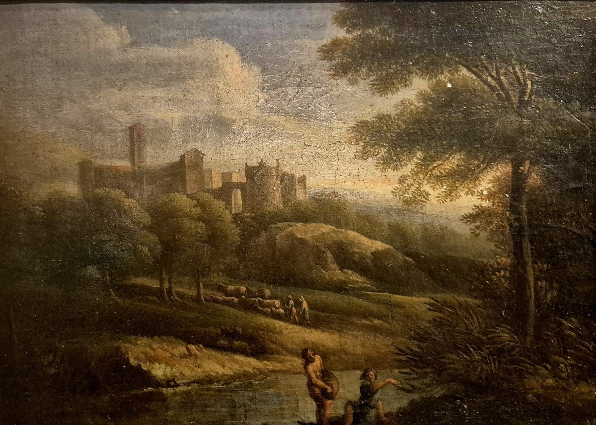 paysage italien, Grottaferrata (?), Tableau, Rome XVIIème Siècle Grandtour-photo-2