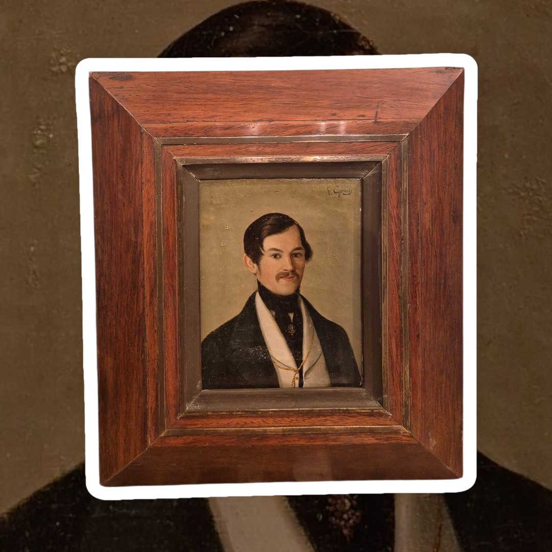 Portrait de jeune homme , tableau, par F. Gonin , Italie XIXème Siècle -photo-3