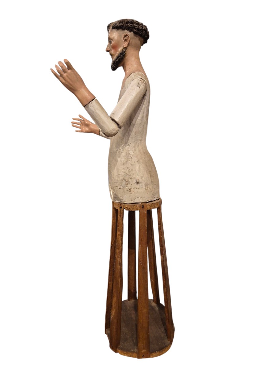 Mannequin With St. Francis , Sculpture Naples Or Spain XVIIIth Century-photo-3