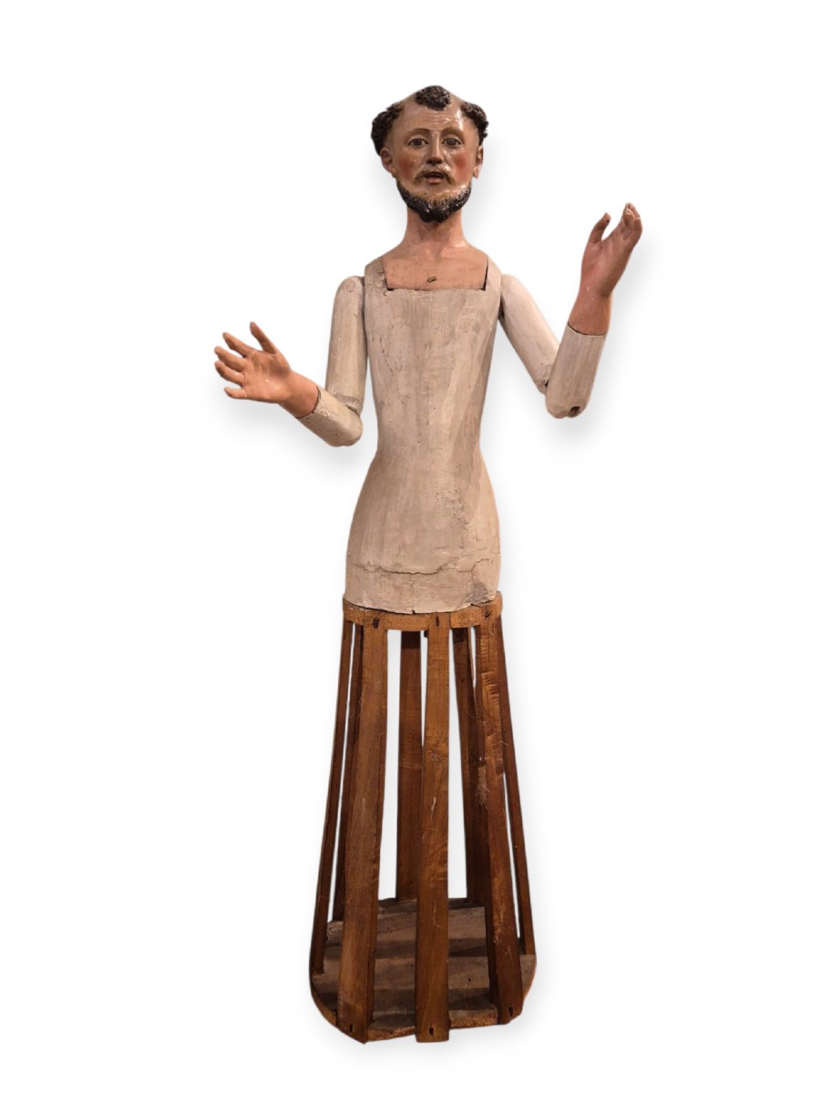 Mannequin With St. Francis , Sculpture Naples Or Spain XVIIIth Century