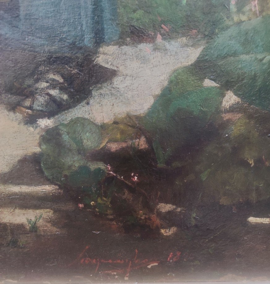 Spring  Walk, Painting  Signed Scardamaglia Naples End Of XIXth Century -photo-3