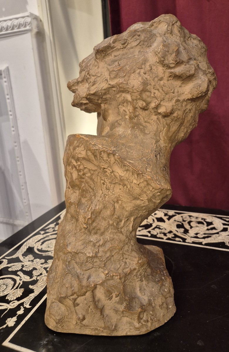 Man's Head, Sculpture Cly, By U Cipriani Italy XXth Century-photo-3