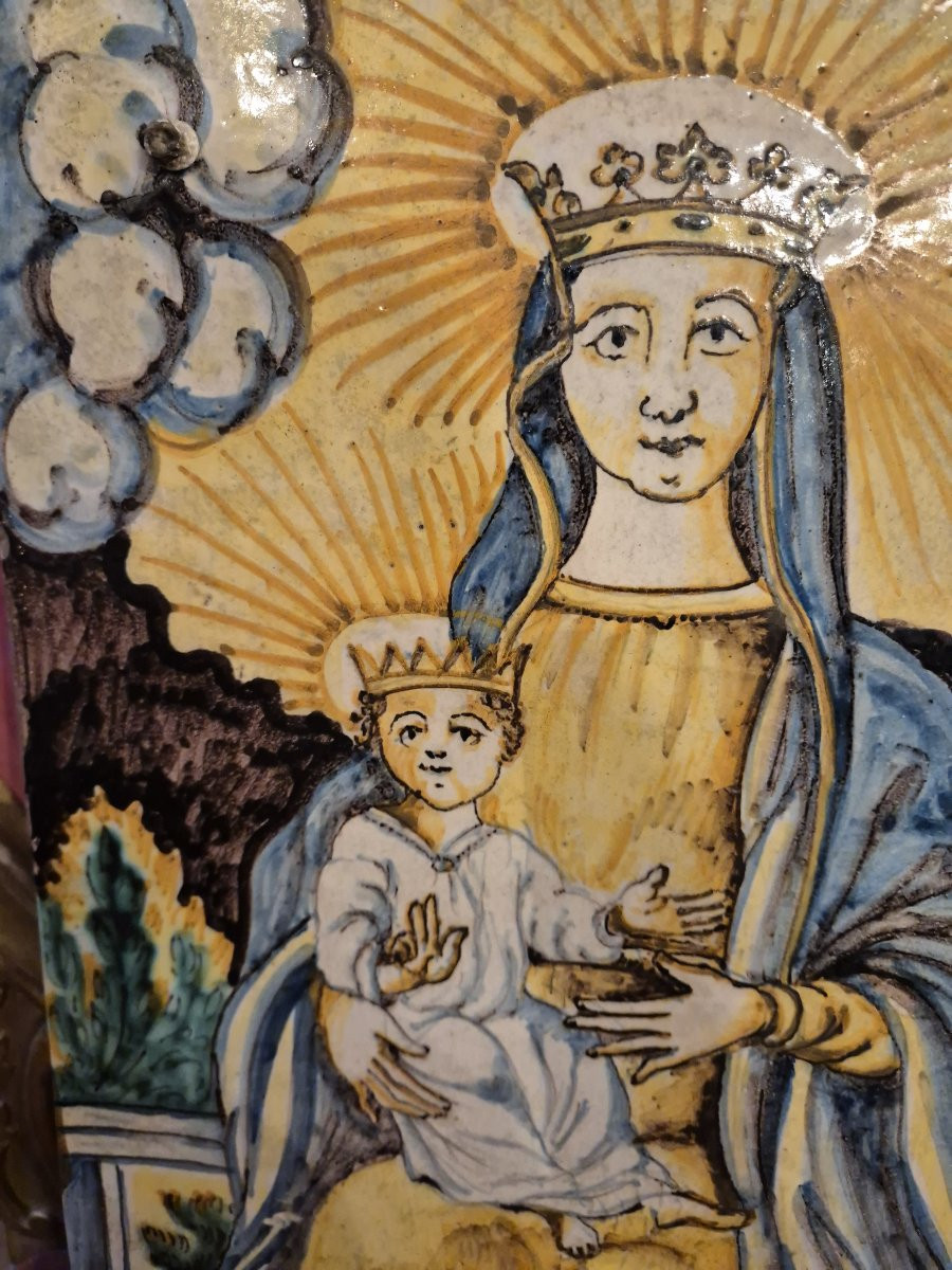 Plaque en majolique Italie centrale, Deruta ? Toscane ? XVIIIe siècle-photo-3