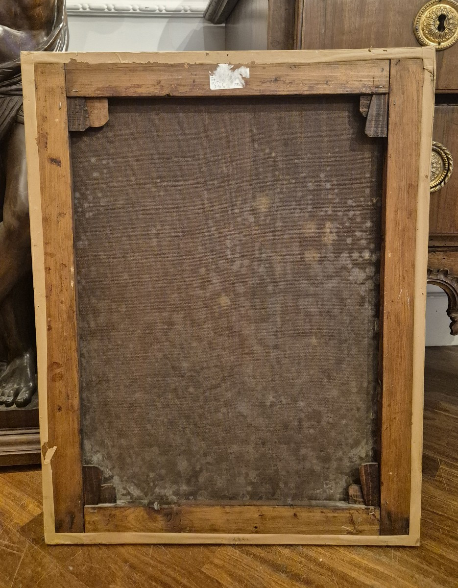 Portrait Of A Woman From Behind, Painting Milanaise School, XIXth Century-photo-4