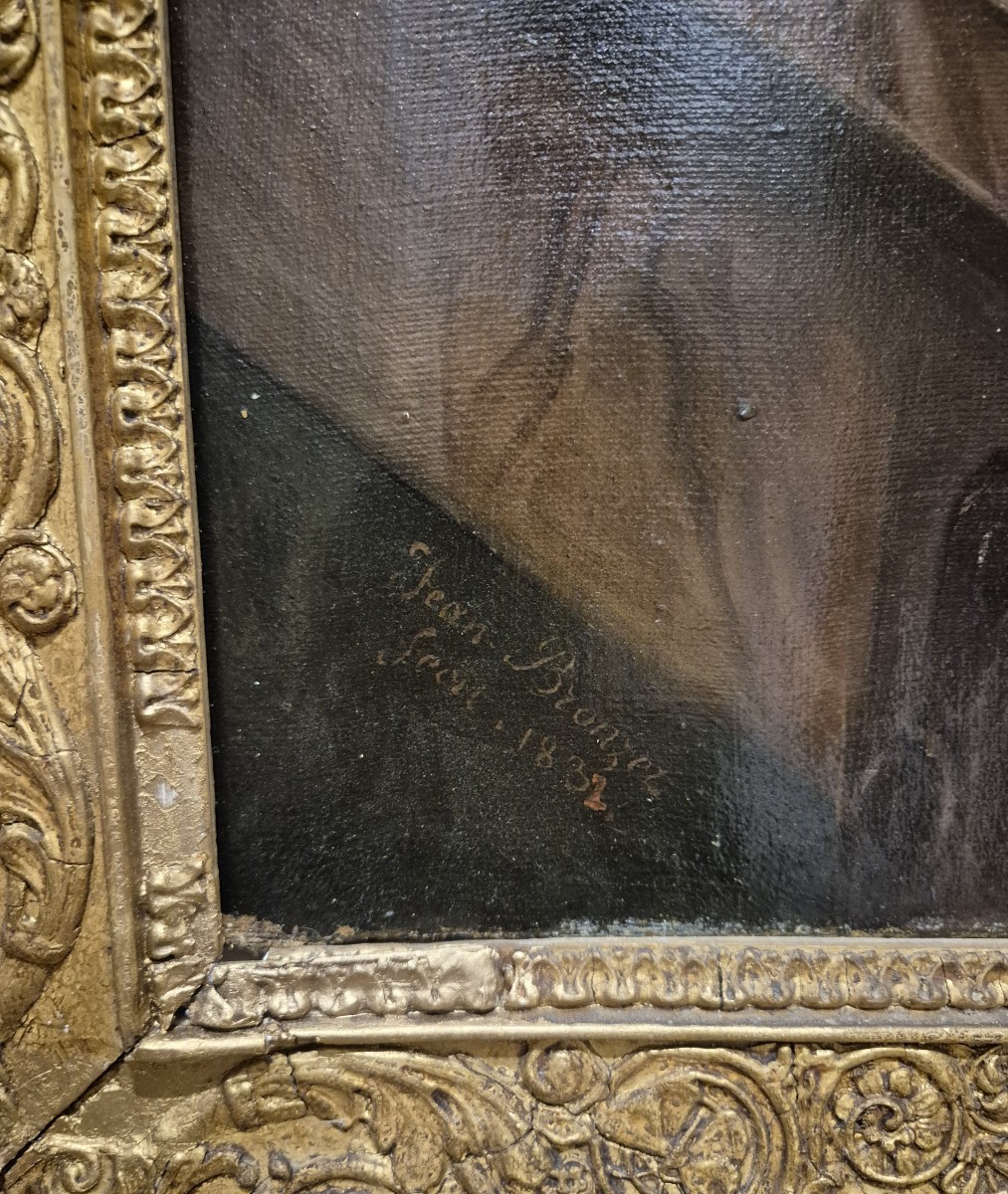  Portrait Of A Man At A Desk, Painting By J. Bronzet, France XIXth Century -photo-3