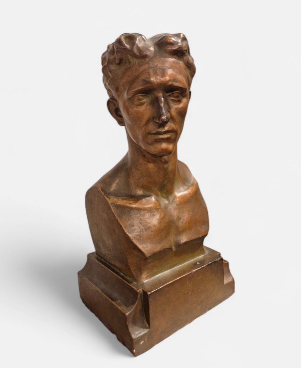 Portrait Of A Young Man, Sculpture By G Vascon Italy Bwginning If XXth Century Art Nouveau-photo-2