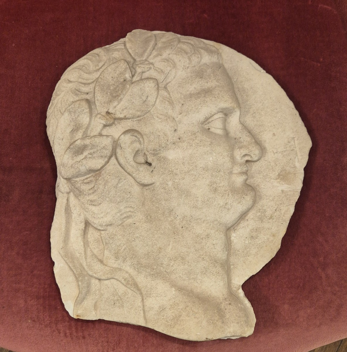 Medallion With Profile Of Emperor Titus, Marble Rome XVIIIth Century Grand Tour-photo-2