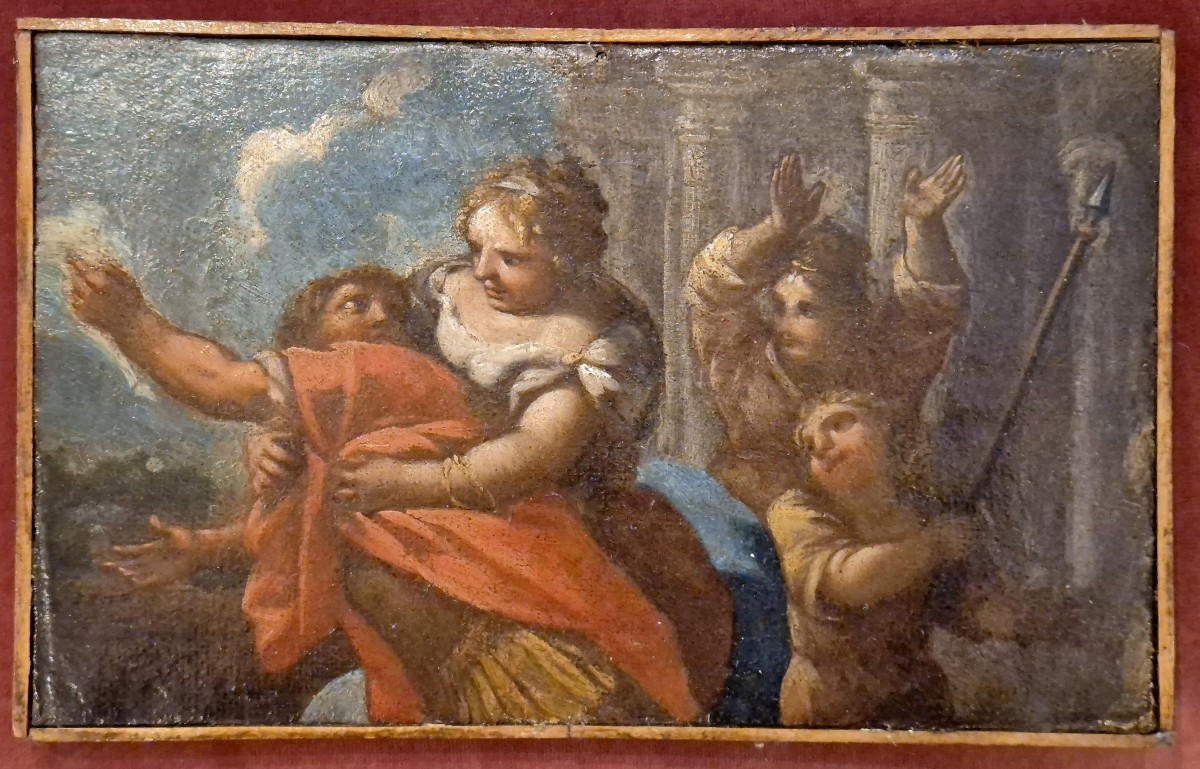 Oil On Canvas Venetian School XVIII Century Joseph And Putifar's Wife