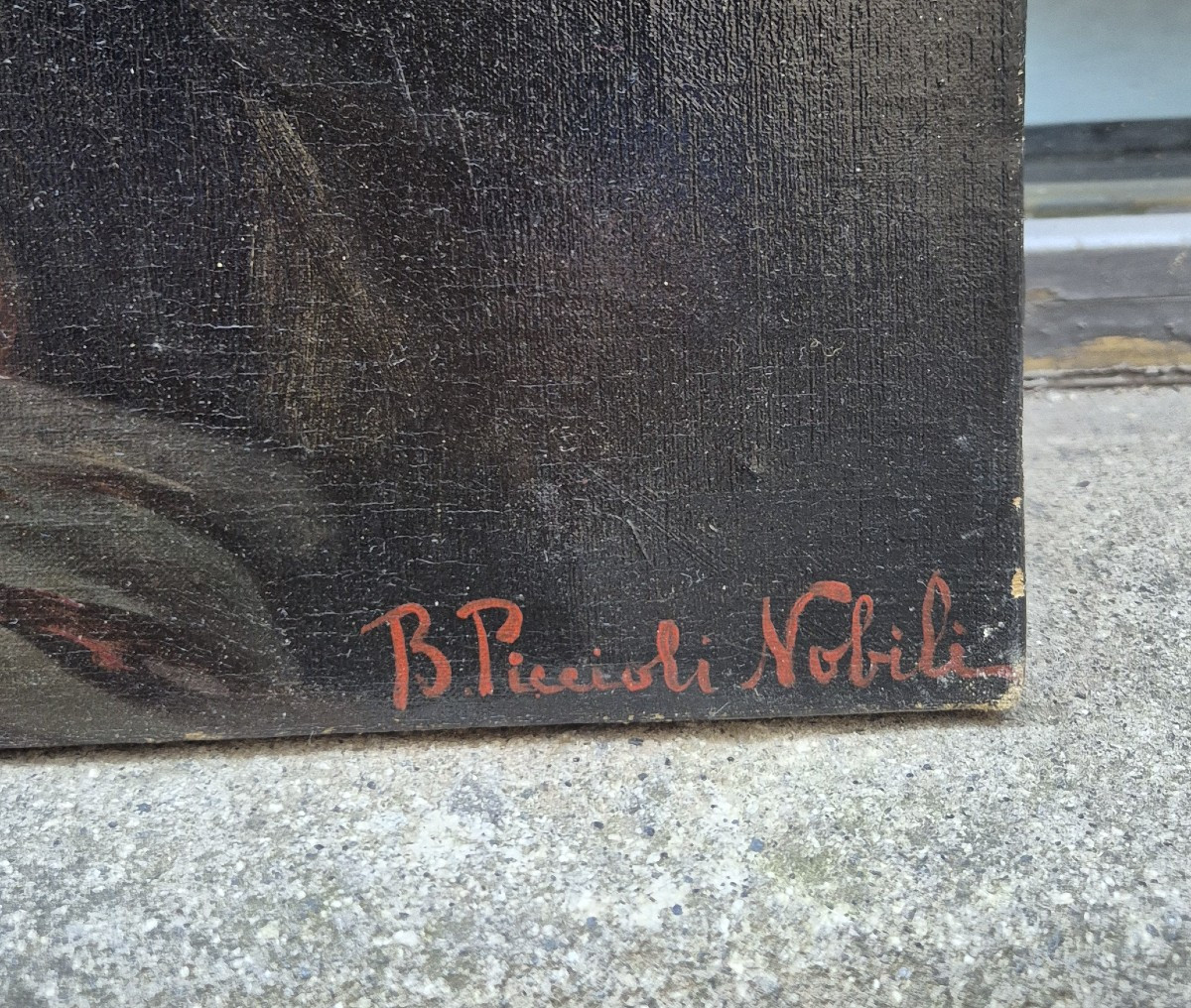 portrait d'un homme aux yeux bleus, tableau par B. Piccioli Nobili , Italie XIXème Siècle -photo-4