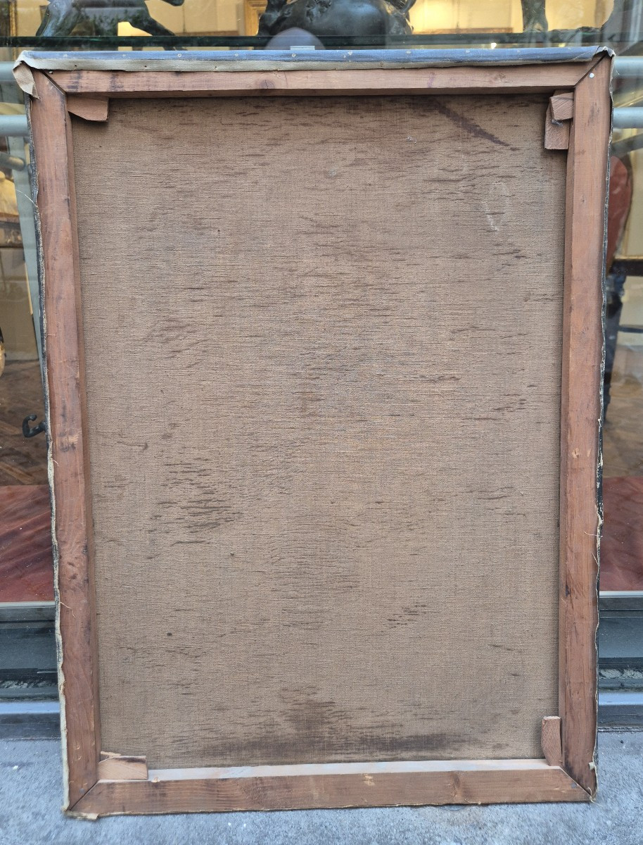 portrait d'un homme aux yeux bleus, tableau par B. Piccioli Nobili , Italie XIXème Siècle -photo-1