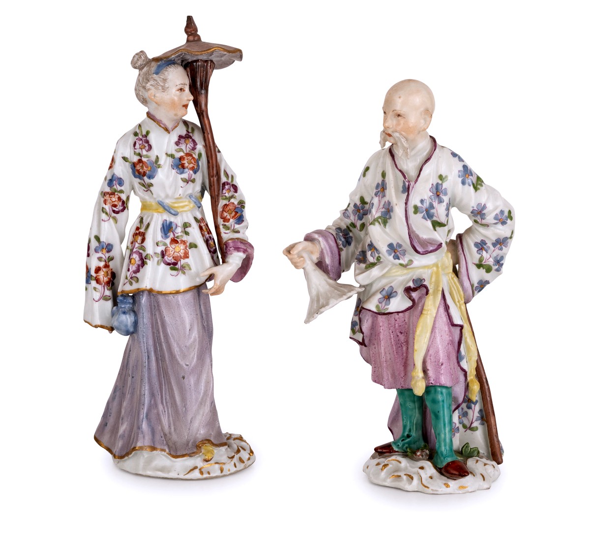 Pair Of Meissen Porcelain Figurines Chinese Couple XVIII Century