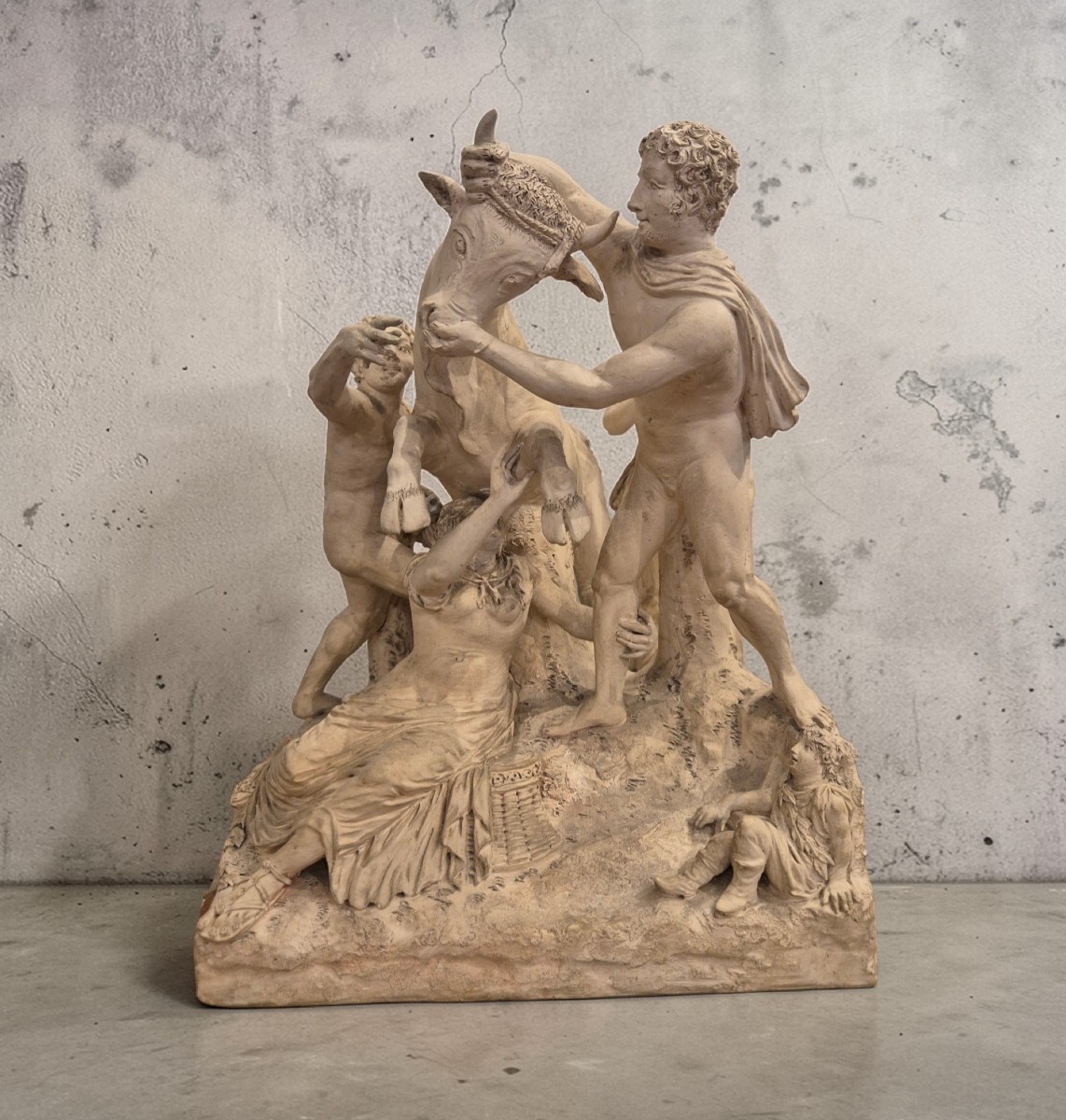 Farnese Bull, Clay Sculpture, Italy XIXth Century , Grand Tour 