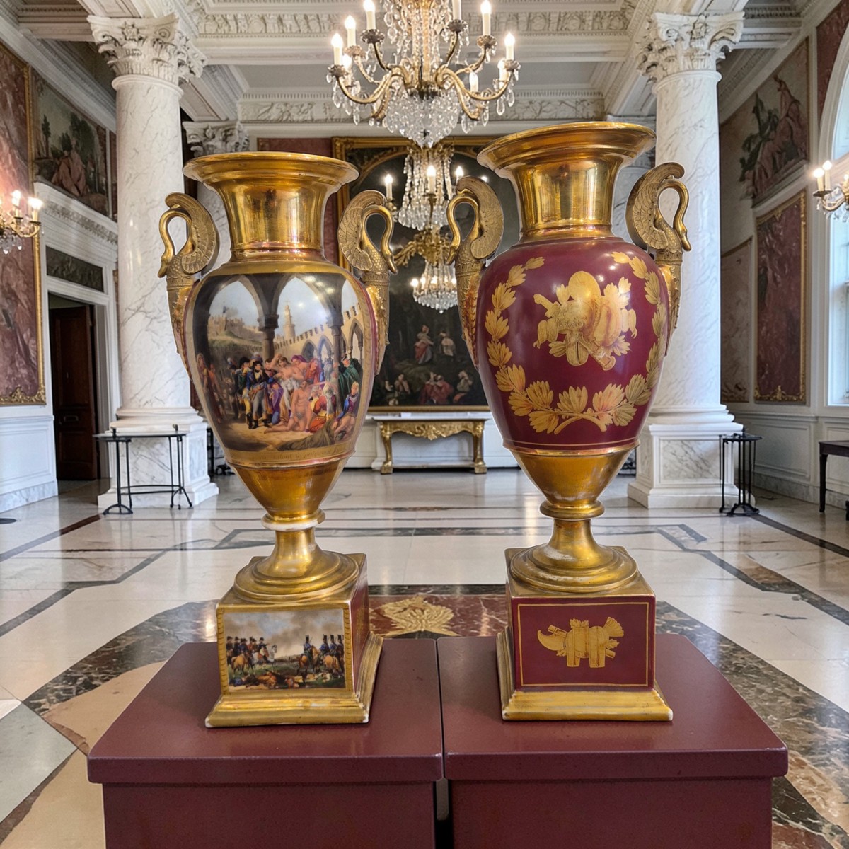 Pair Of Vases With Napoleon Scenes, France XIXth Century-photo-2
