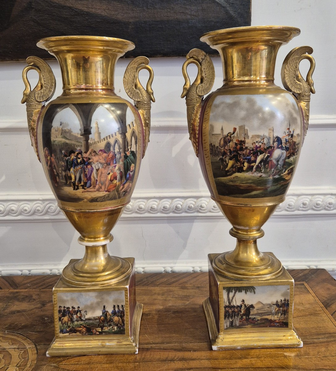 Pair Of Vases With Napoleon Scenes, France XIXth Century